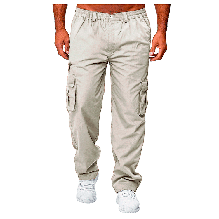 Men's Loose-Fit Cargo Trousers | Multi-Pocket Straight Leg