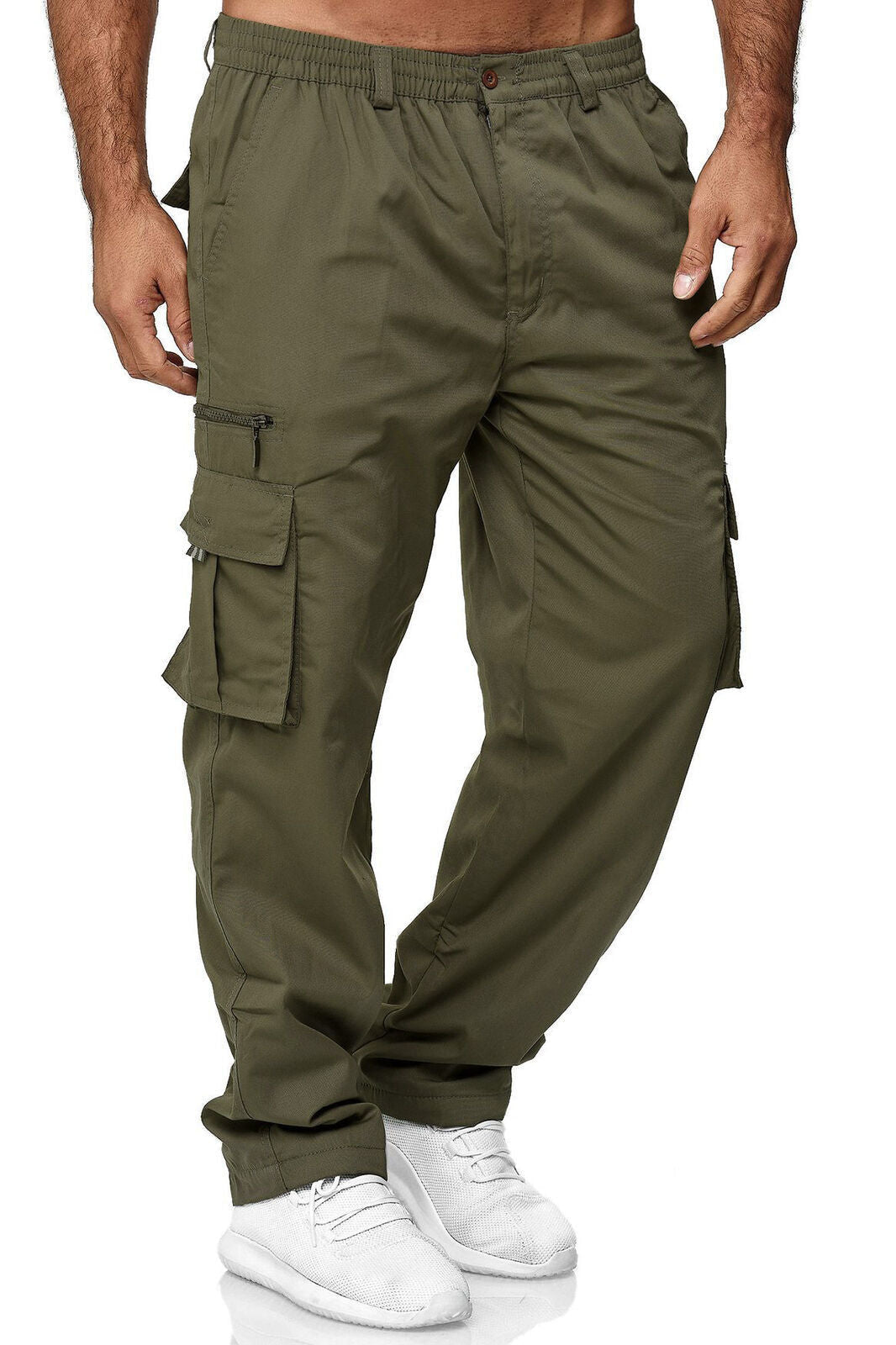 Men's Loose-Fit Cargo Trousers | Multi-Pocket Straight Leg