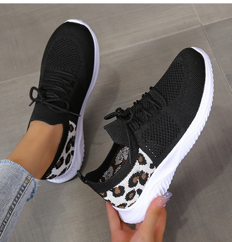 Women's Leopard Print Trainers | Lace-Up Sport Shoes