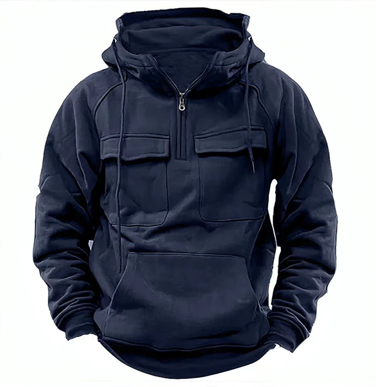 Men's Zip-Up Hoodie | Drawstring Pocket Sports Sweatshirt