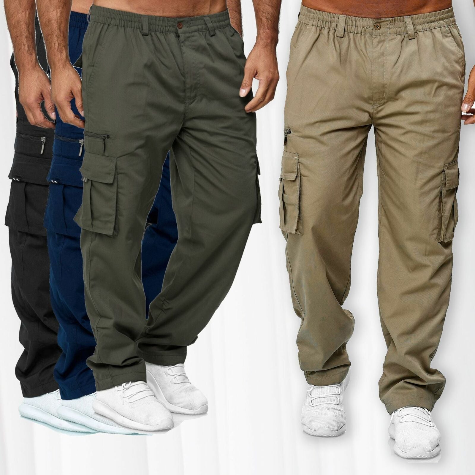 Men's Loose-Fit Cargo Trousers | Multi-Pocket Straight Leg