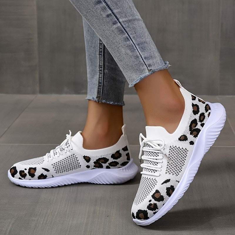 Women's Leopard Print Trainers | Lace-Up Sport Shoes