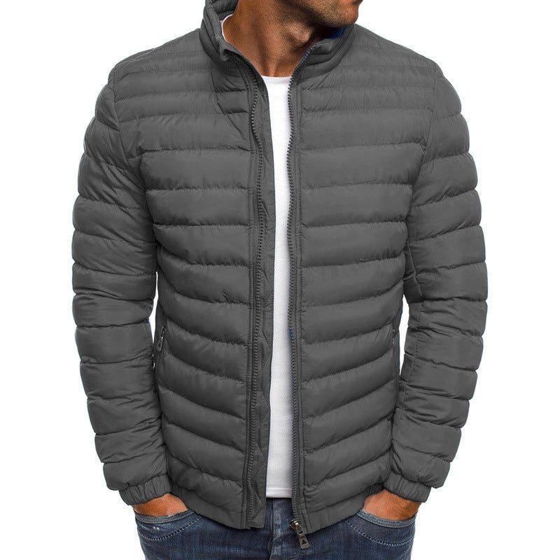 Men's Padded Zip-Up Overcoat | Thick Cotton Outdoor Coat