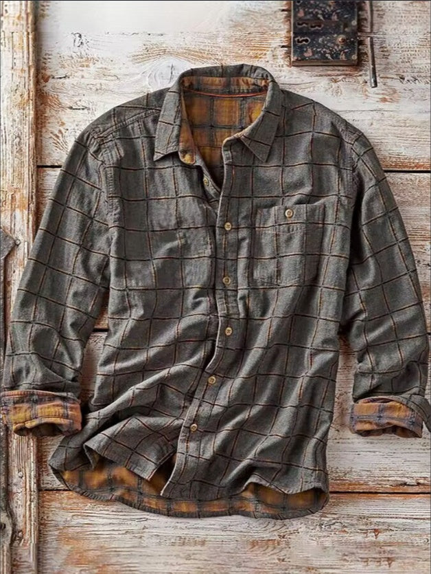 Men's Vintage Plaid Woven Shirt
