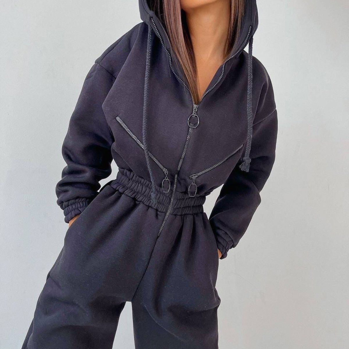 Women's Zip-Up Tracksuit Set | Casual 2-Piece Hoodie Outfit