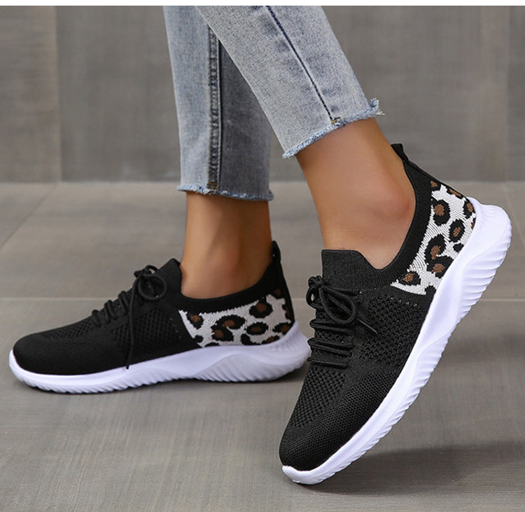 Women's Leopard Print Trainers | Lace-Up Sport Shoes