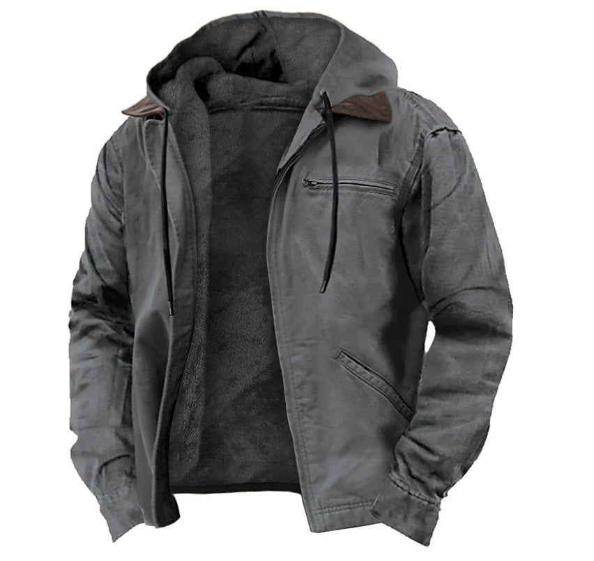 Men's Fleece Hooded Coat | Warm Zip-Up Winter Jacket