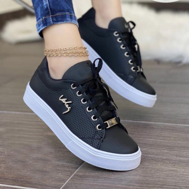 Women's Lace-Up Flat Trainers | Breathable Casual Shoes
