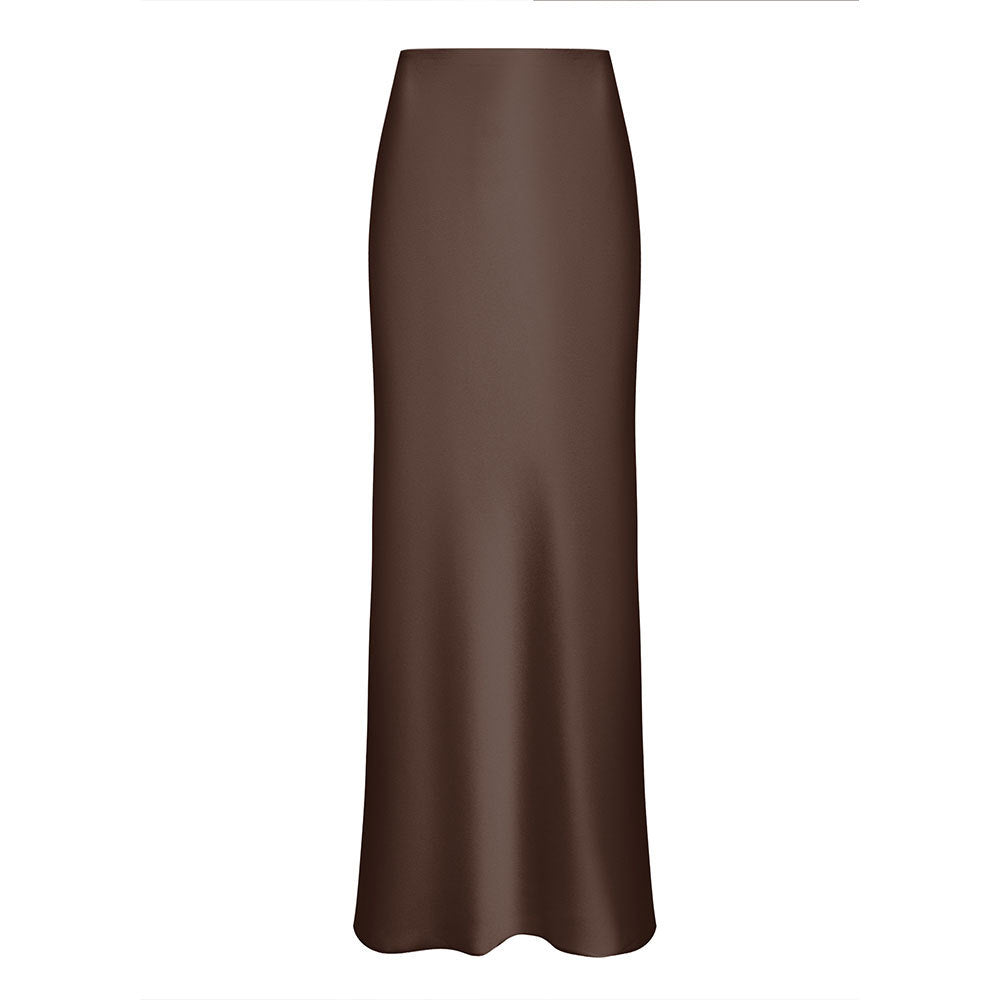 Long Satin Fishtail Skirt