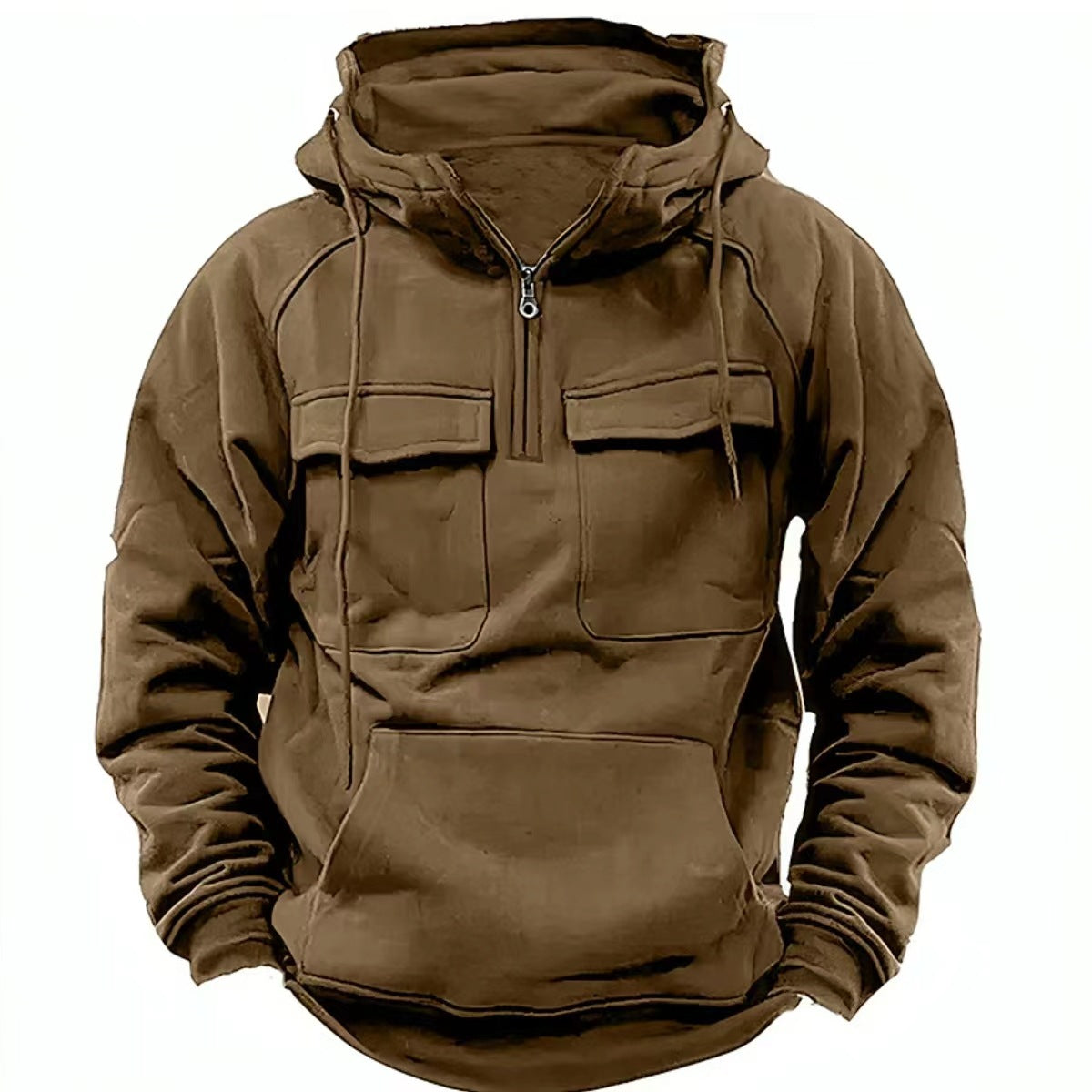 Men's Zip-Up Hoodie | Drawstring Pocket Sports Sweatshirt