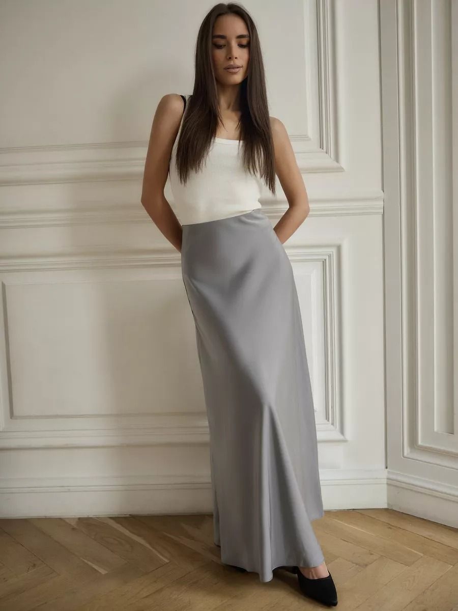 Long Satin Fishtail Skirt