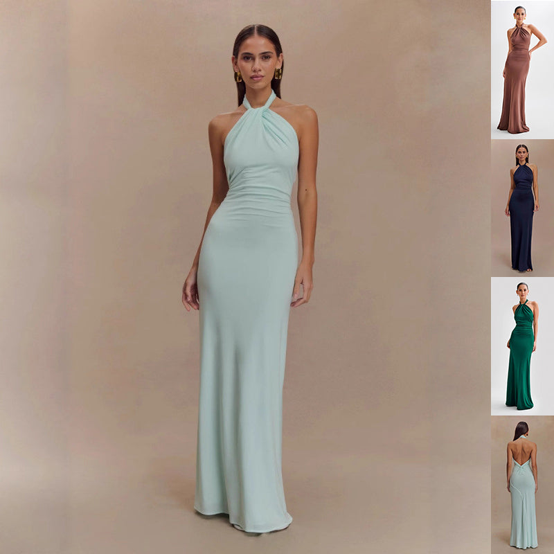 Women's Halter Bodycon Maxi Dress | Backless Slim-Fit Party Dress