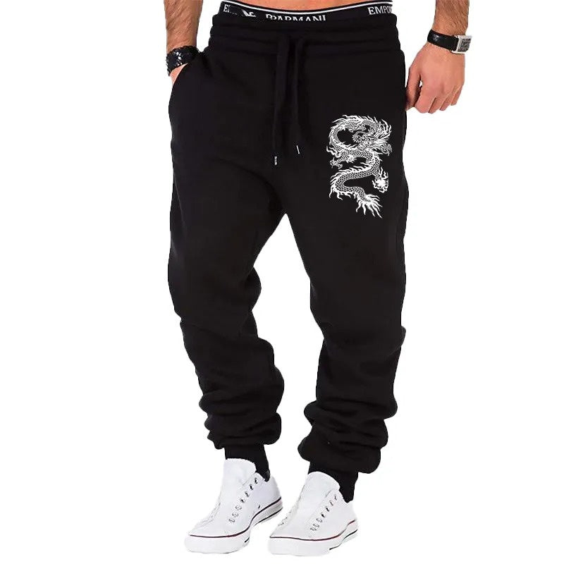 Men's Dragon Print Joggers | Streetwear Trousers