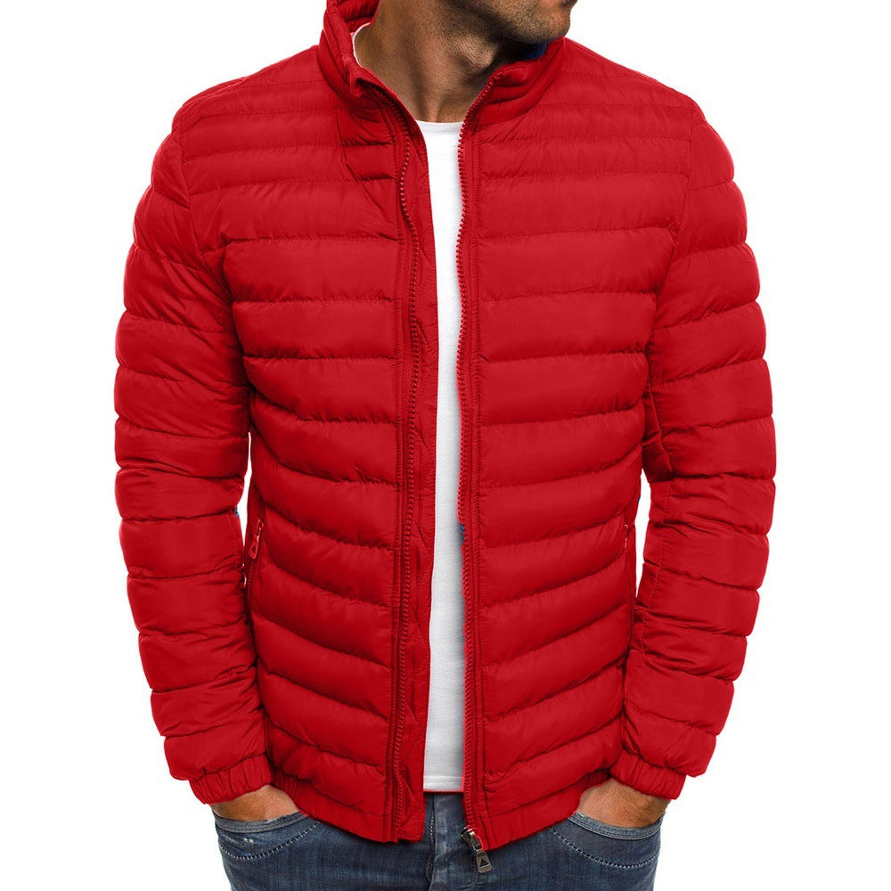 Men's Padded Zip-Up Overcoat | Thick Cotton Outdoor Coat