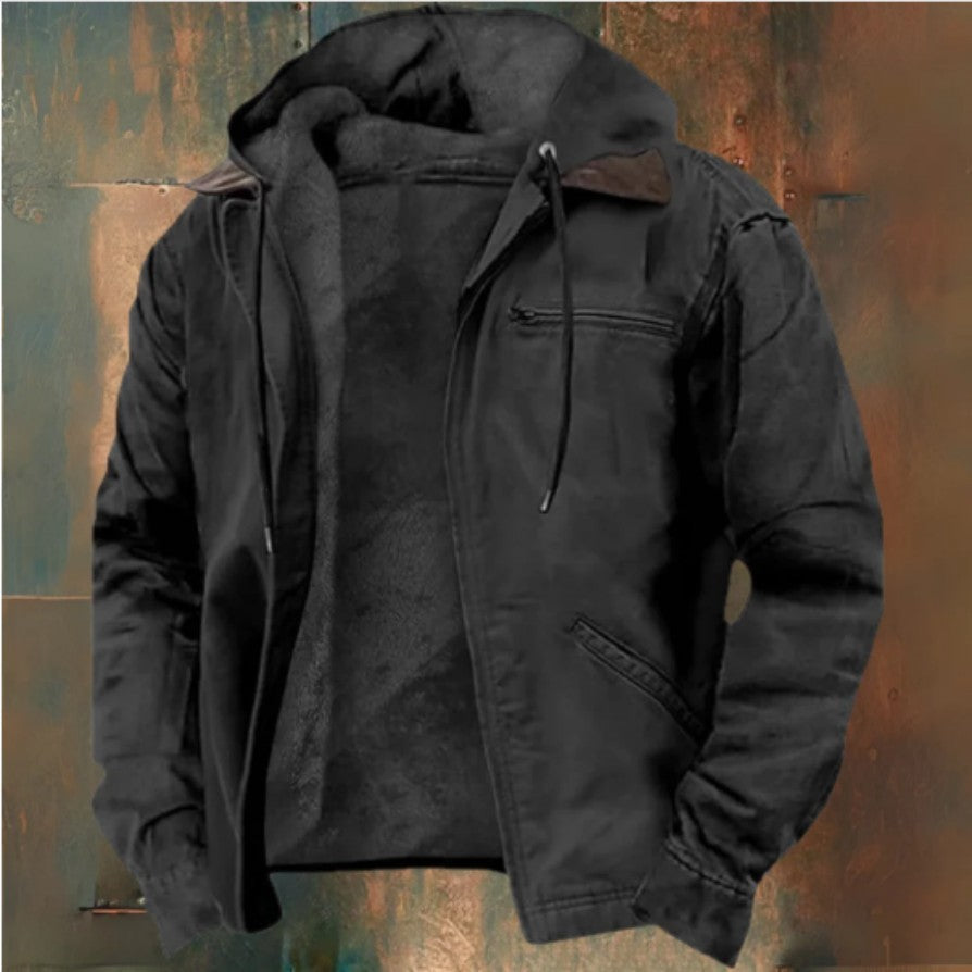 Men's Fleece Hooded Coat | Warm Zip-Up Winter Jacket