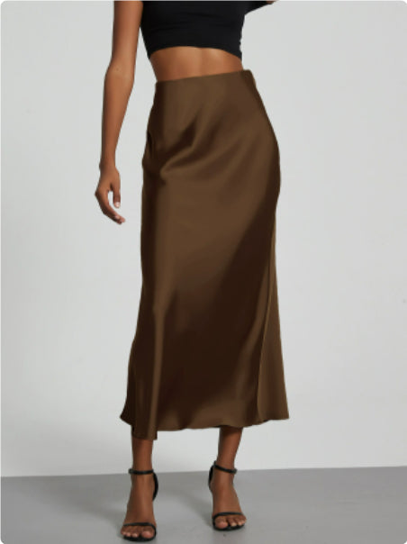 Women's Elegant Satin Skirt | Slim Fit Maxi Length