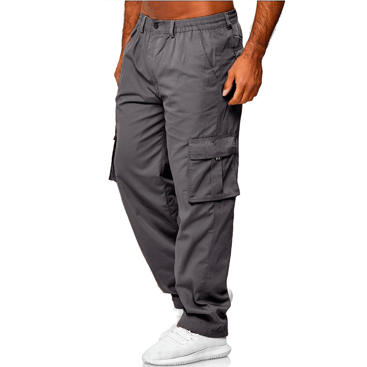 Men's Loose-Fit Cargo Trousers | Multi-Pocket Straight Leg