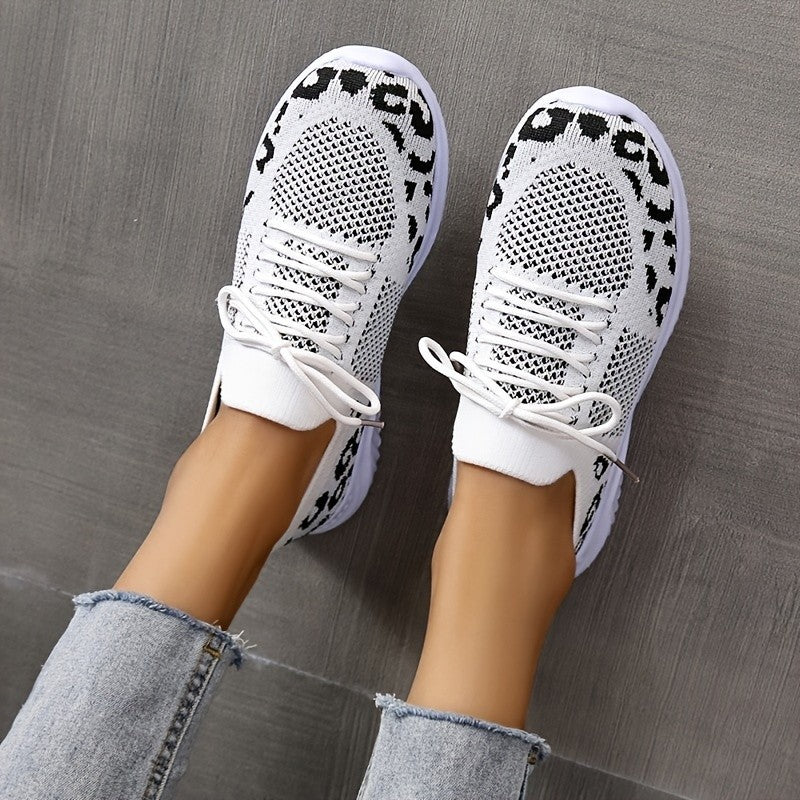 Women's Leopard Print Trainers | Lace-Up Sport Shoes