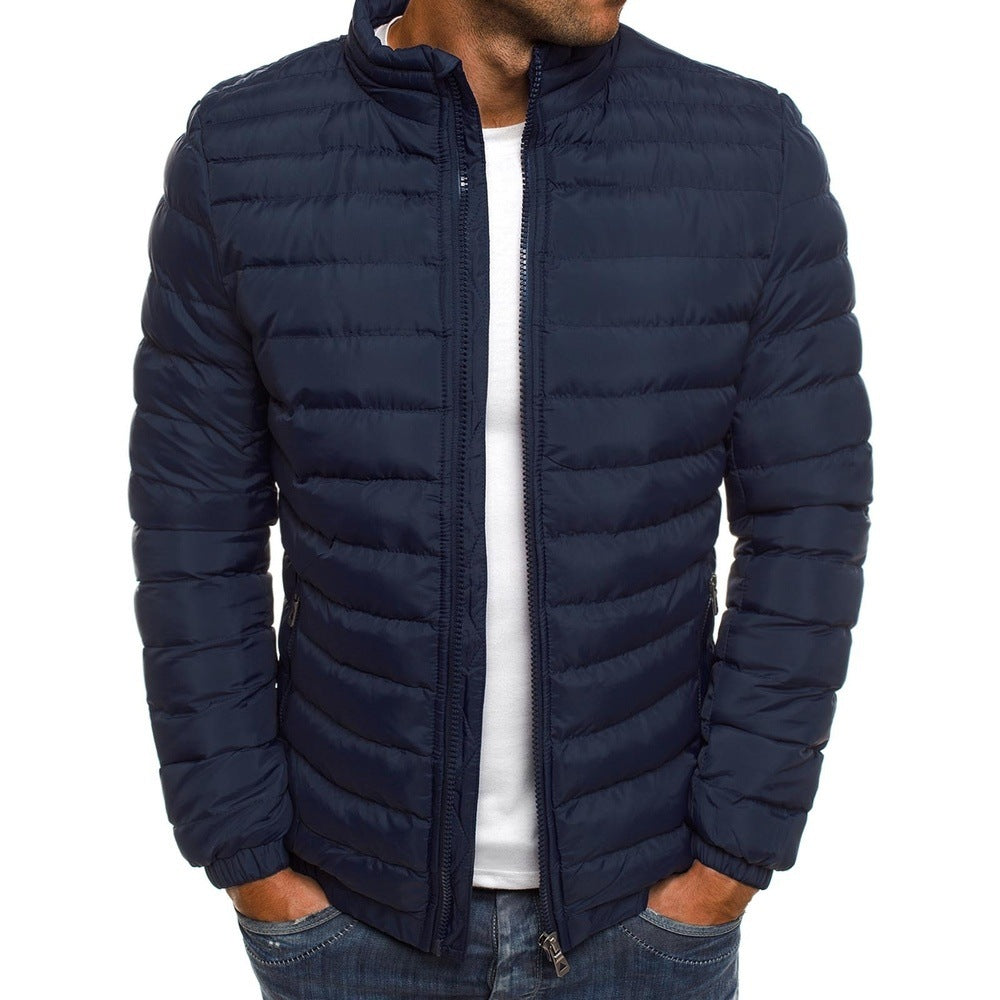 Men's Padded Zip-Up Overcoat | Thick Cotton Outdoor Coat