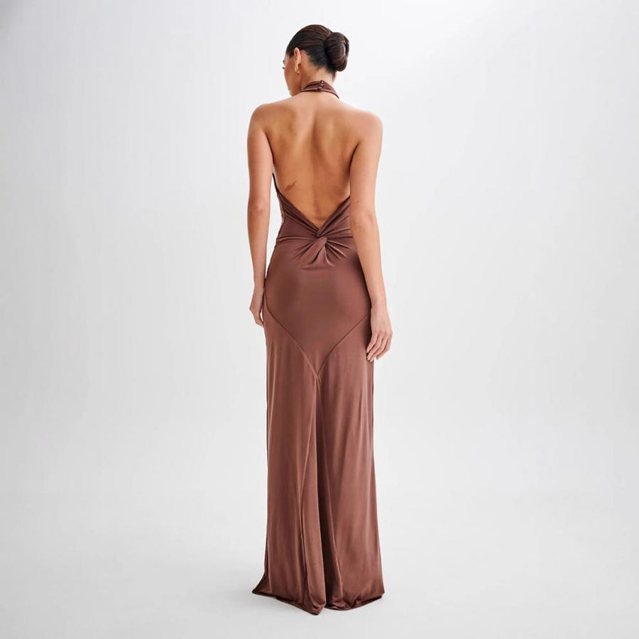 Women's Halter Bodycon Maxi Dress | Backless Slim-Fit Party Dress